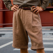 SOARIN retro American cotton linen shorts male Amei click Tooling Casual Brief 100 Lap Straight Barrel 50% Pants