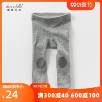 davebella David Bella baby childrens clothing autumn and winter girls baby middle gray waist cotton base trousers