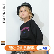 EM boys spring 2020 new long-sleeved sweater childrens round neck pullover boy sweater trendy western style