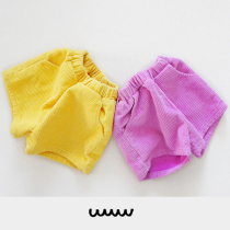 Korean childrens clothing new girls  foreign style aehe pure cotton fashion corduroy childrens cute female baby outside wearing shorts