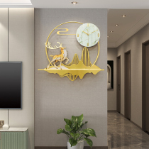 Zhaocai Deer Watch Living Room Wall Clock Decorative Pendant Creative Light Luxury Entrance Gate Hanging Quartz Clock Modern Minimalist Clock