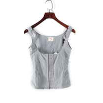 Si brand new counter withdrawal cabinet womens gray shoulder strap slim body slim body slimming shirt 14412