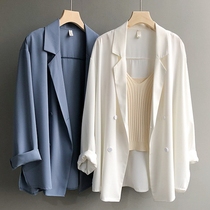 Suit jacket womens summer thin hanging Korean version loose thin seven-point sleeve double-breasted casual sunscreen small suit women
