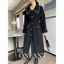 Anti-season clearance 2021 autumn and winter Hepburn style double-sided cashmere coat womens long doll collar wool jacket