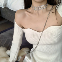 Sexy strapless knitwear women 2021 spring new foreign style slim slim long sleeve base shirt top ins tide