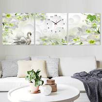 Frameless painting wall clock silent triptych Bedroom hanging painting Living room clock painting Dining room mural Swan small fresh