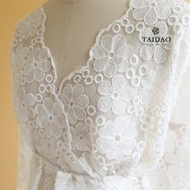 Taiwan Island ivory white organza bottom embroidery lace M50 big flower lace fabric diy material wedding dress