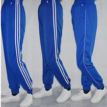 Royal blue school uniform pants double white strips closed primary school Middle School junior high school students school pants one bar casual sports pants