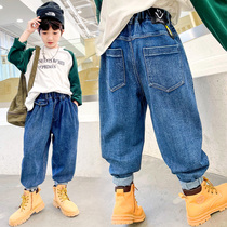 2022 Spring and Autumn New Childrens Clothing Boys Loose Jeans Childrens Trousers Big Boys Handsome Pants Western Style Trendy