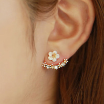 Flower ear clip without ear hole female advanced sense French student earrings Net red back hanging earrings retro port taste earrings