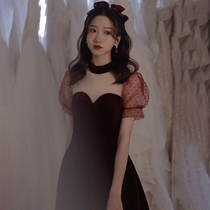 Fugitive Princess Toast 2022 New Bride Wine Red Velvet Wedding Engagement Answer Shea Dress Bubble Cuff