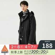 GXG mens winter long windproof zipper black hooded removable cotton suit mens tide#GA107571G