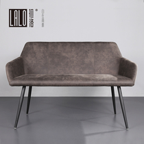 Lallo two-person sofa chair leather casual small sofa modern guest sofa simple cotton and linen bench