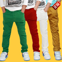 2021 Spring and Autumn boys slim pants Childrens green red white casual pants Boy handsome single pants boy pants