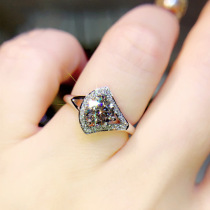 Mariluria live hot selling fan 2 carat ring full drill skirt imitation 3A Mossan diamond ring superb engagement ring