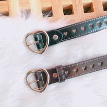 Japanese Harajuku simple retro belt womens heart-shaped casual wild Korean version of fashion hollow love womens belt tide