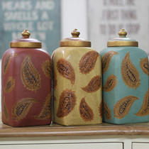American European-style home furnishings painted old resin decorative cans storage cans snack cans with lids
