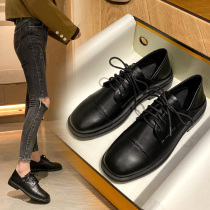 Tide Brands Inglén Wind Small Leather Shoes Women 2022 New Spring Autumn Season Fashion 100 Hitch Genuine Leather Lace Flat Bottom Working Single Shoes