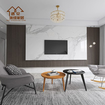 Whole house custom Nordic style TV sofa background wall Bamboo and wood fiber integrated wallboard Quick-installed grille wallboard