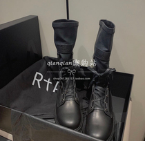 RtA denim womens boots leather mid-tube Martin boots Yang Mi the same strap zipper motorcycle boots womens shoes