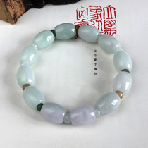 A cargo Myanmar Natural three color jade Road Lathong bracelet men and women Jade hand string Jade jade bracelet round beads
