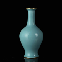 One to one more engraved firewood Qianlong monochromatic glaze drawing ceramic golden olive bottle