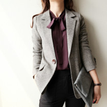 South Korea counter 2021 autumn and winter New wool eats British style small suit jacket female slim temperament short suit