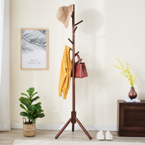 Original solid wood coat rack Triangular single-pole tree hanging clothes rack Floor-to-ceiling bedroom room Japanese-style wooden hanger