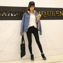 Korea spring and summer 2020 female outer wear leggings magic pants Medium high waist thin velvet thickened small feet pencil pants