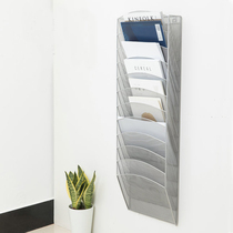 Wall-mounted document rack Data magazine Metal Wrought iron display rack Wall-mounted multi-layer finishing classification A4 paper magazine