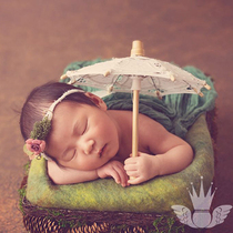 New child photography props creative umbrella full moon baby retro white princess lace parasol photo studio photo