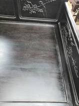 Small leaf red sandalwood ox hair pattern sandalwood carving Luohan bed collection decoration