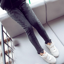 Girls jeans autumn 2021 new Korean version of the female big boy spring and autumn Western style slim stretch casual cotton trousers