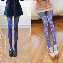 Japanese Lolita Lolita blue mighty starry sky figure pantyhose soft girl lo Niang suit velvet stockings