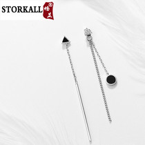 925 sterling silver Japan and South Korea cute earrings personality simple long drop earrings female Su geometric ear line send girlfriend gift