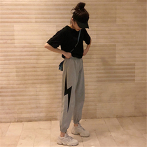Tide Brand 2021 Summer Plus Size Haren Pants Women Fat mm200 Jin Casual Fatty Joker Lightning Sports Pants