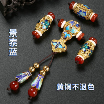 Cloisonne three-way Buddha head barrel beads alloy silver Buddha beads Wen play four-piece set of small diamond star Moon Bodhi accessories package