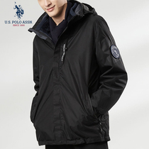 U S POLO ASSN jacket outdoor assault jacket detachable liner autumn winter plus velvet hooded jacket men