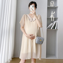 Pregnant woman summer clothing blouse with long style 2022 new summer short sleeves Pepperic dress small Fashion Snowspun Dress
