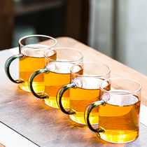 Household teacups thick glass high temperature resistant large tea cup with a transparent kung fu tea set individual cup water Cup