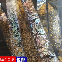 Land production hot gold laser transparent pet hands account adhesive tape Split Flower Butterfly Handbill Collage decorated with decorative material