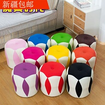 Childrens sofa leather stool round stool baby adult leather Pier small dwarf stool solid wood bench foot stool waterproof stool