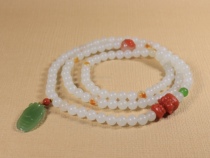 (Support re-inspection) Xishi Xinjiang Hetian Jade seed material 108 beads chain mutton white jade bracelet hanging chain necklace