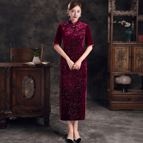 High-end wedding mother mother wedding dress Noble autumn wedding wedding wedding dress mother-in-law velvet dress