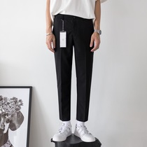 CCJE spring and autumn black pants mens slim small feet nine-point trousers Korean version of the trend straight casual suit pants trend