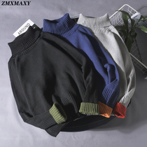 Mens autumn and winter warm pullover sweater Korean student turtleneck loose sweater ins Hong Kong style mens sweater