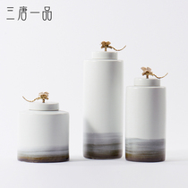 New Chinese Dragonfly ink ceramic storage tank ornaments model room living room hotel porch TV cabinet soft decorations