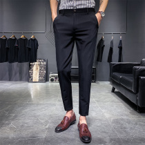 Trousers mens 2019 autumn new Korean version of the trend casual slim British business straight small feet nine-point suit pants