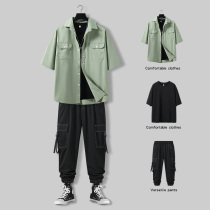 Summer Fashion Casual Suit Mens Tide teen trends Three sets of mens set of clothes paired with handsome
