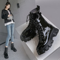 Martin boots female 2021 New Joker leather thick-soled short boots pine cake bottom increased single boots British fan car boots tide